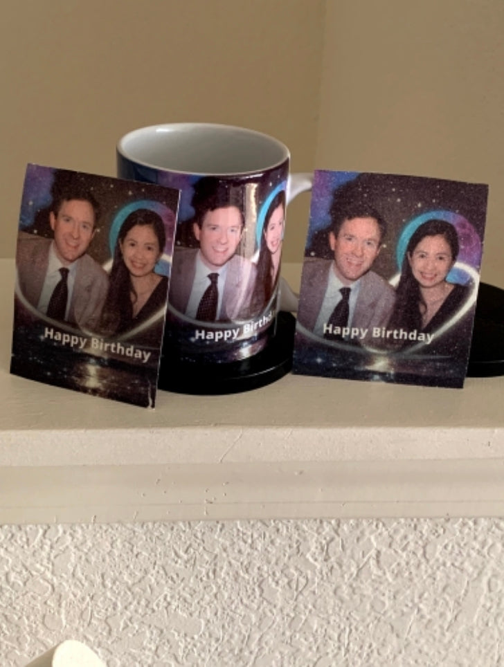 Custom mugs (regular or stainless-steel travel mug),