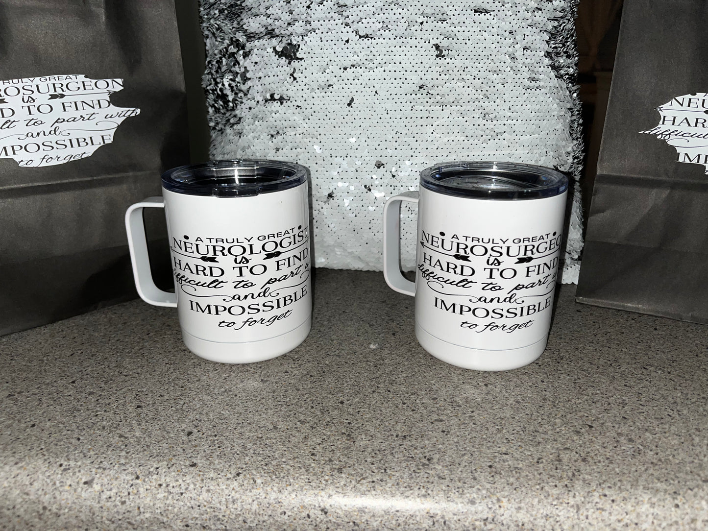 Custom mugs (regular or stainless-steel travel mug),